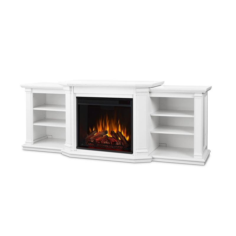 Valmont Media Indoor Electric Fireplace TV Stand, 74-in, 1500W, Includes Remote Control & Firebox, White C8263