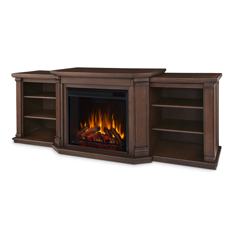 Valmont Media Indoor Electric Fireplace TV Stand, 74-in, 1500W, Includes Remote Control & Firebox, Chestnut Oak I5090