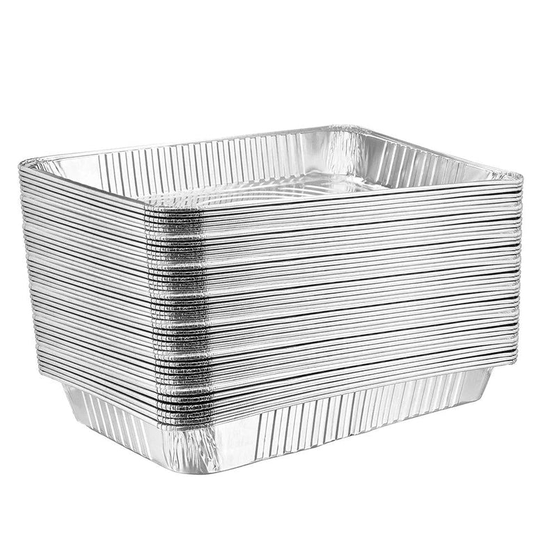 Rectangle Foil Reusable Full Size Steam Baking Pan, Silver, 12-in, for Baking/Cooking/Steaming C9151