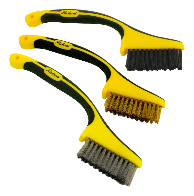 Multi-Surface Mini Metal Wire Bristle Brush Set, Removes Paint/Dirt/Rust, 3-pc S5577