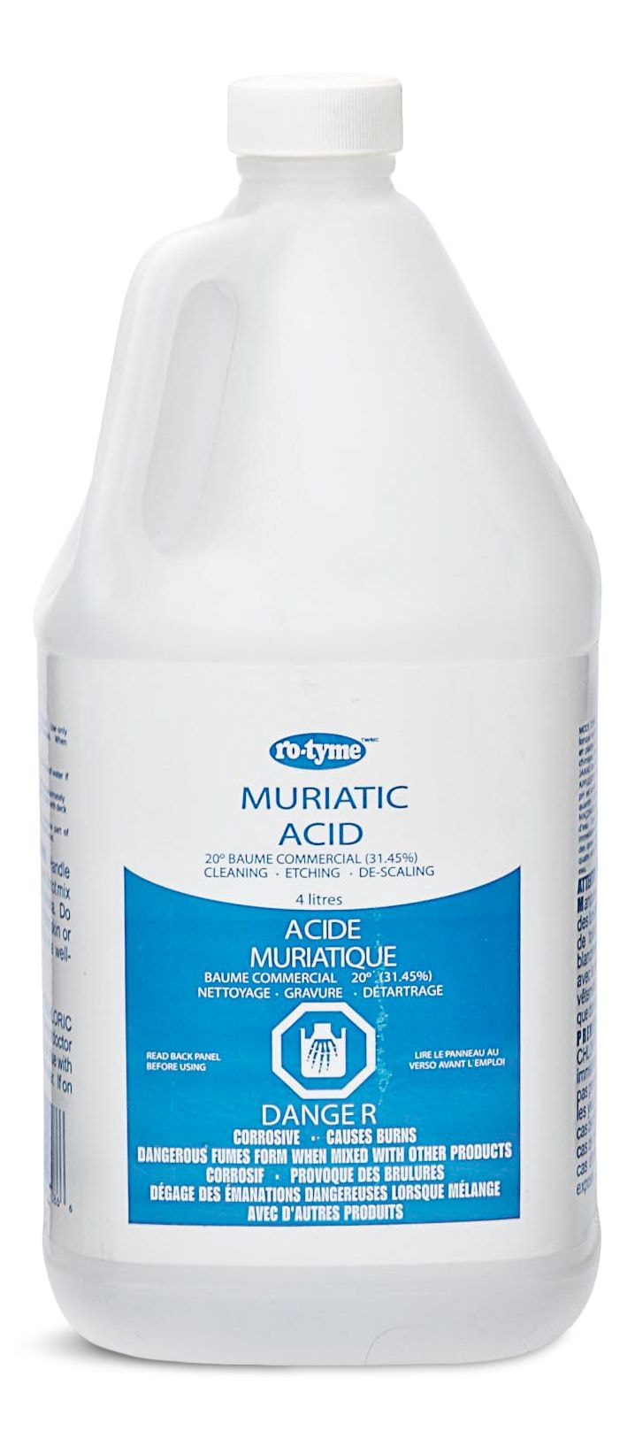 Muriatic Acid For Cleaning & Etching Concrete & Descaling Tile/Porcelain, 4-L Z6876