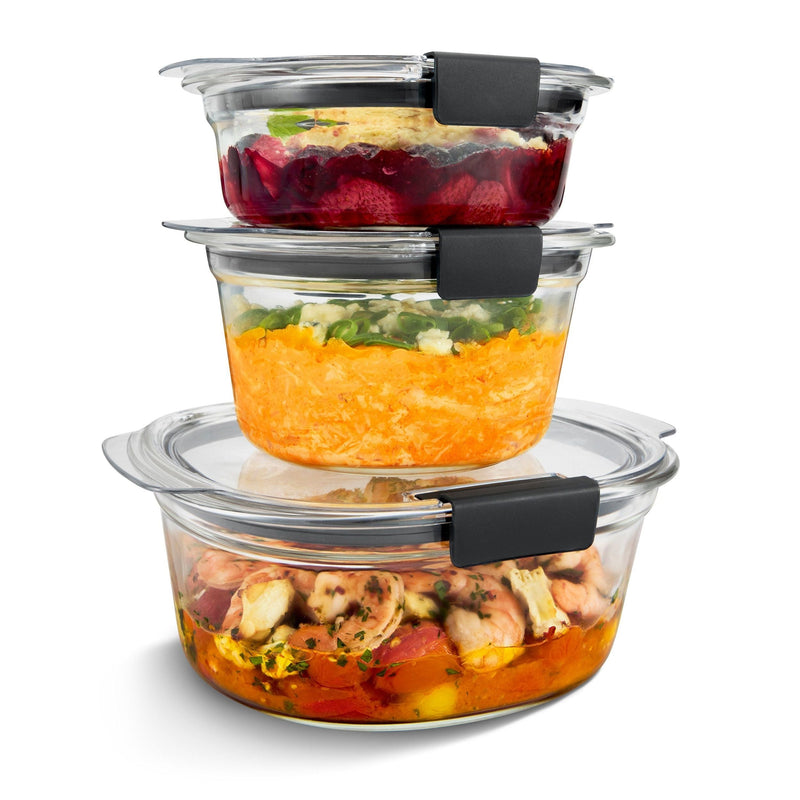 Brilliance Stainshield Glass Round Food Storage Container Set, 6-pc P9866