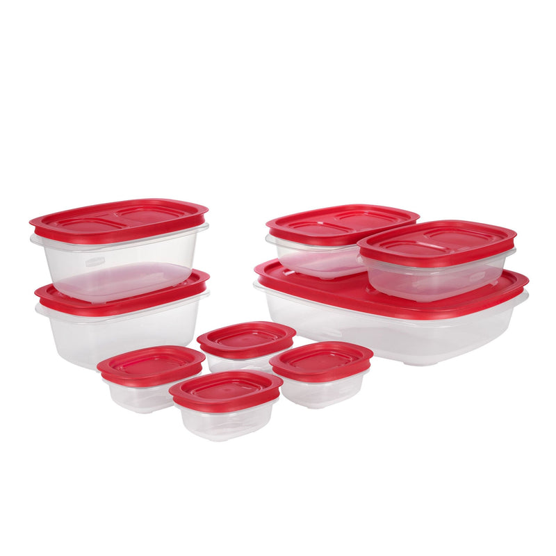 Easy Store Rectangular Plastic Food Storage Container Set, Microwave and Freezer Safe, 18-pc Y9297