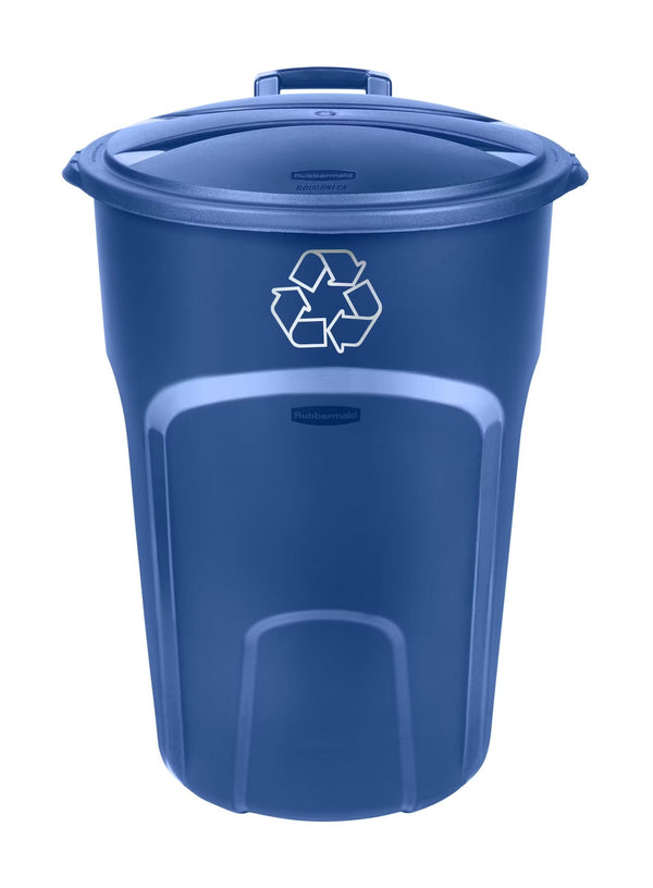 Plastic Circular Wheeled Recycling Blue Box with Handle, 121-L A9781