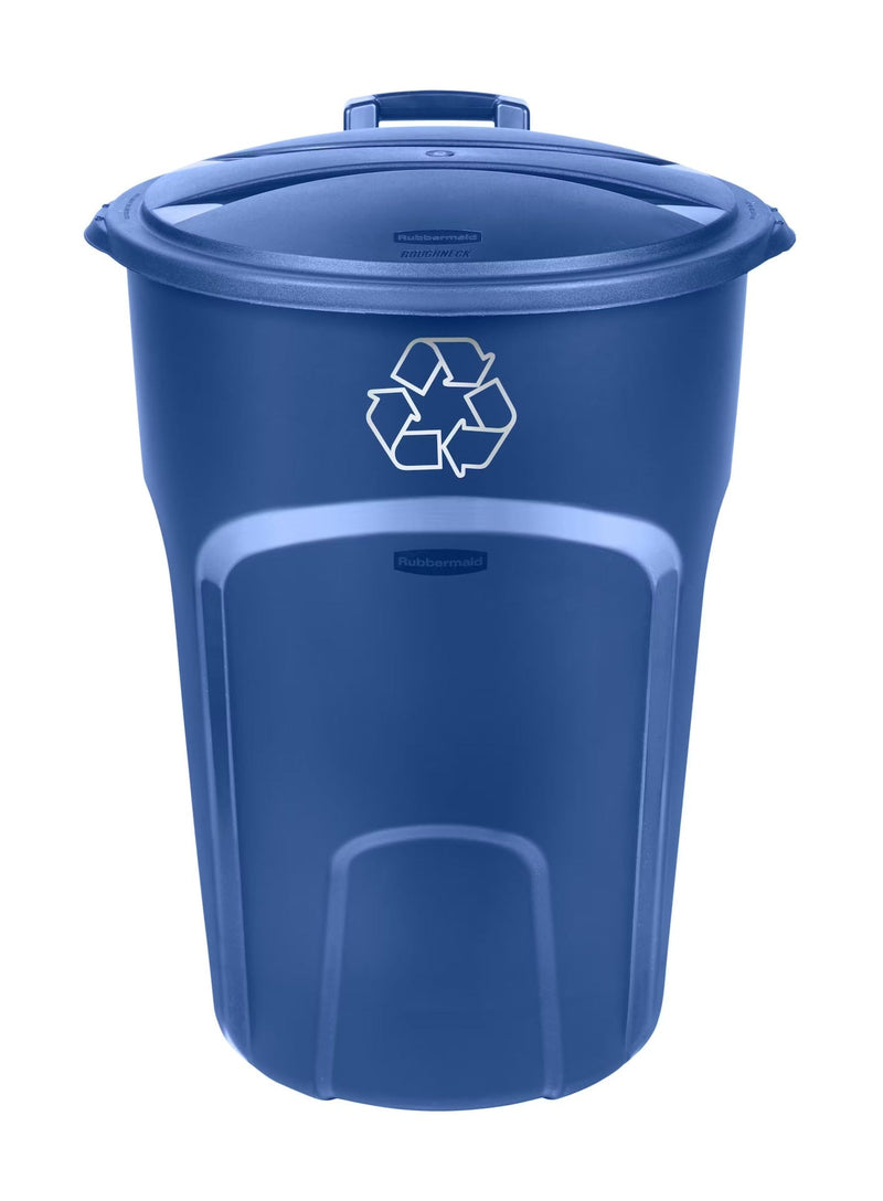 Plastic Circular Wheeled Recycling Blue Box with Handle, 121-L A9781