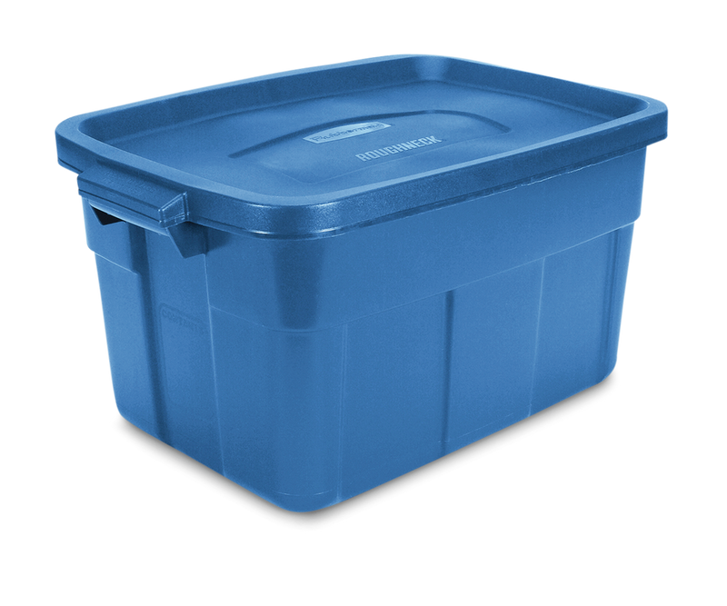 Roughneck Stackable Storage Box with Lid, 53-L, Blue V3180