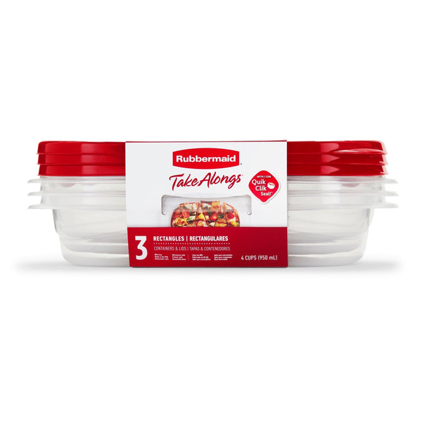 TakeAlong Rectangle Plastic Food Storage Container Set with Quik Clik Seal Lid, 6-pc U3222