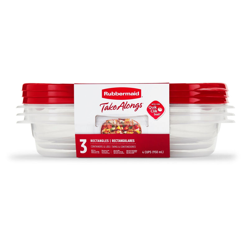 TakeAlong Rectangle Plastic Food Storage Container Set with Quik Clik Seal Lid, 6-pc U3222