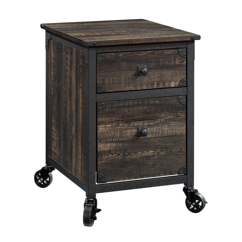 Steel Pedestal River File Cabinet with Drawers, Carbon Oak T0131