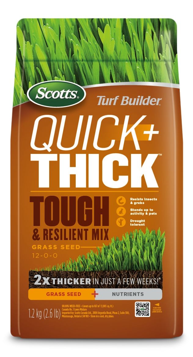 Turf Builder Quick + Thick Grass Seed Tough & Resilient Mix, 12-0-0, 1.2-kg O6453