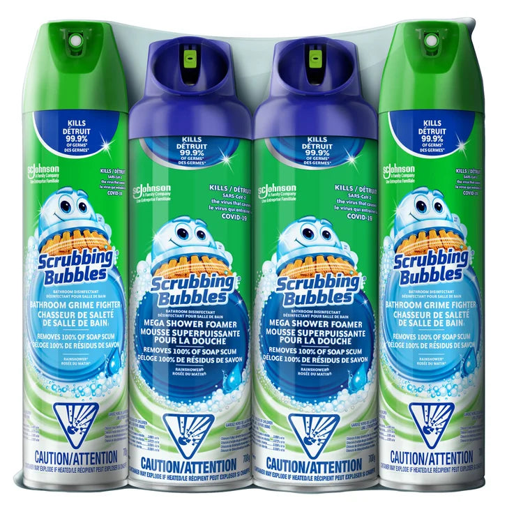 Scrubbing Bubbles Mega Shower Foamer and Bathroom Cleaner Aerosol Combo 4 x 708 g X6964