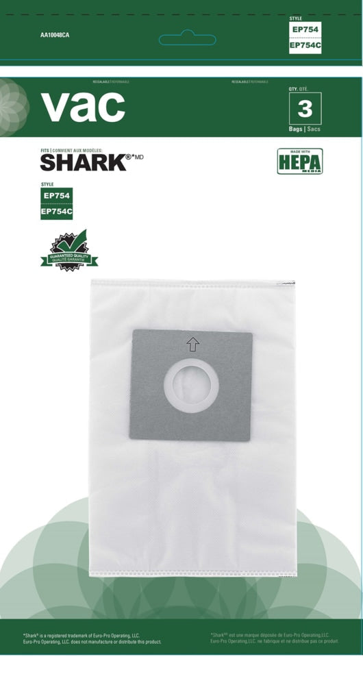 HEPA Replacement Vacuum Cleaner Bags, Style EP754C, 3-pk Z5107