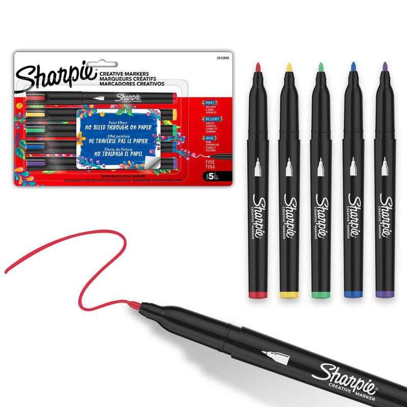 Creative Markers, Fine Tip, 5 Pieces, Assorted Colours D5206
