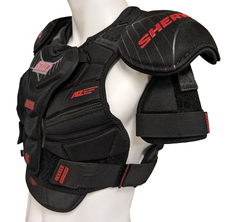 Rekker SWD Defender Hockey Shoulder Pads, Women, Black/Red, Assorted Sizes F8828