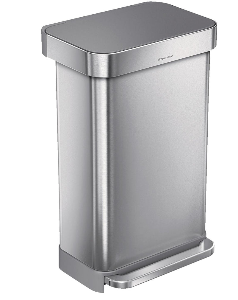 Stainless Steel and Plastic Rectangular Step Garbage Can, 45-L F6972