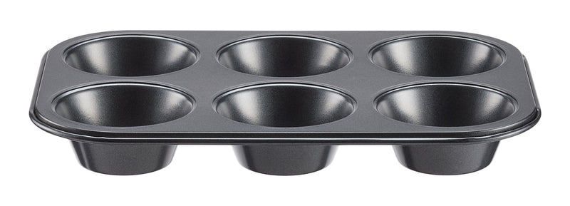 Dark Grey Non-Stick Carbon Steel Muffin Pan, 6-Cup Q6163