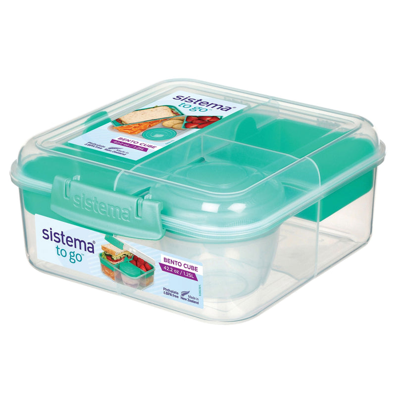 Bento Cube to Go Food Storage Container with Easy-Locking Clips, 1.25-L K9833