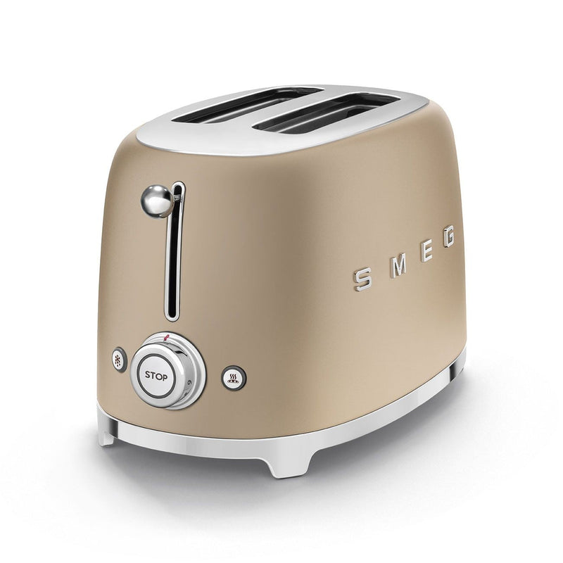 50's Retro Style Wide Slot Pop Up Electric Toaster with 6 Settings, 2-Slice, Champagne V4214