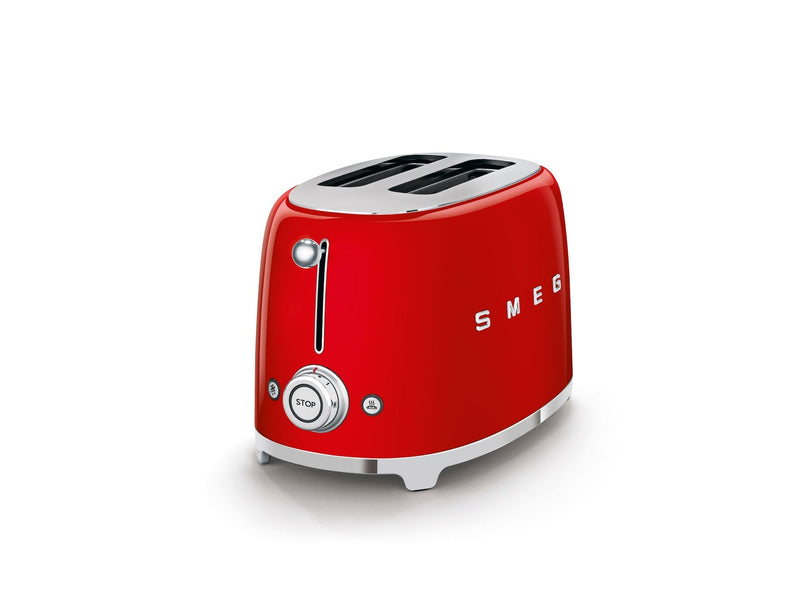 50's Retro Style Wide Slot Pop Up Electric Toaster with 6 Settings, 2-Slice, Red L7348