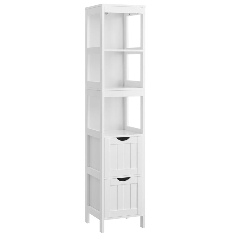 Home 2-Drawer White Cabinet with 3 Open Shelves M8983