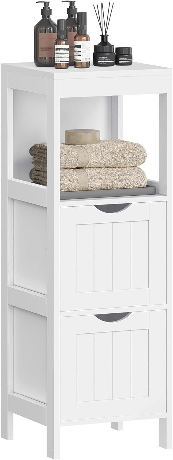 Home 2-Drawer White Cabinet with Open Shelf G7179