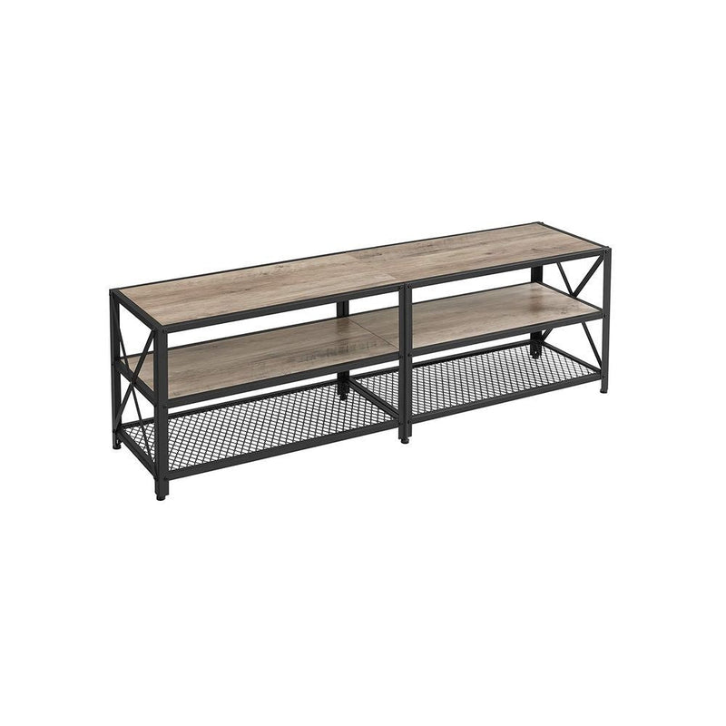 Home 70-in 3-Tier Industrial Greige/Black TV Stand E6047