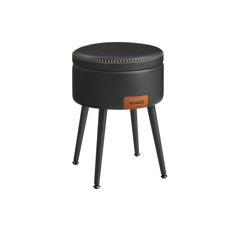 Home Ink Black Storage Stool with Footrest D3416