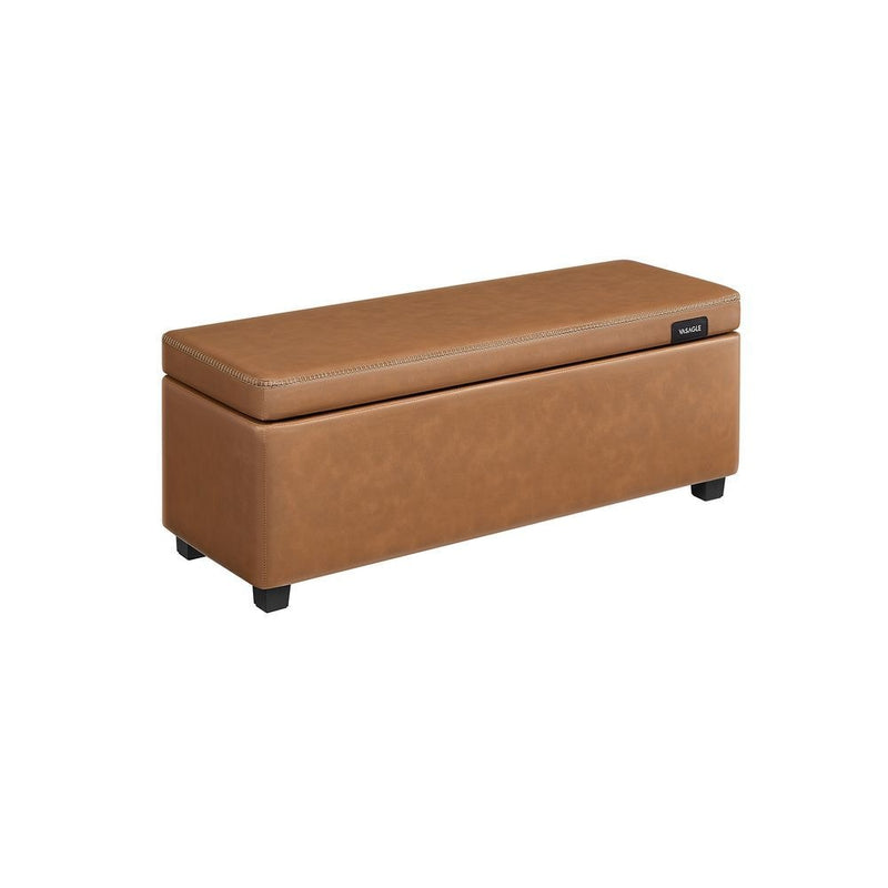 Home Mid-Century Modern Brown Storage Ottoman I7996