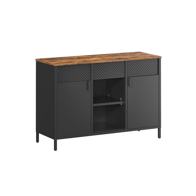 Home Rustic Brown/Black Metal Buffet Cabinet I7122