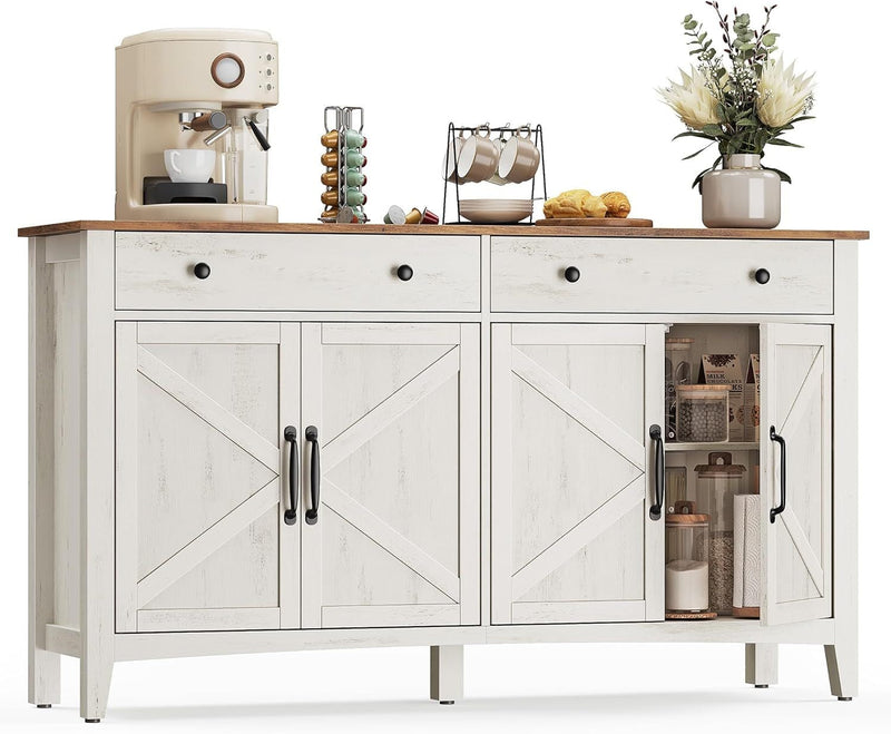 Home Rustic White/Honey Brown Buffet Cabinet P7534