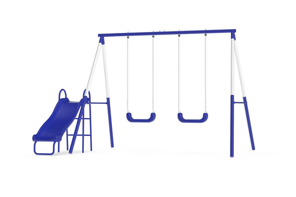 Play Time Kids' 3 Station Metal Swing Set with Slide S1098