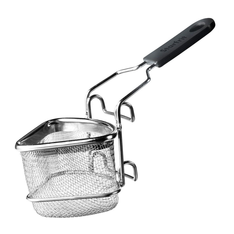 Stainless Steel 2-Way Draining Fondue Cooking Basket with Heat-Resistant Handle, 3.7-in M1356