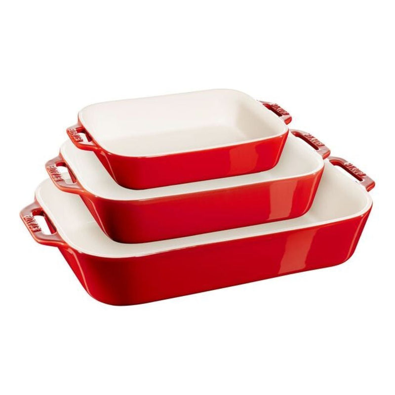 Nestable Cherry Non-Stick Ceramic Rectangular Baking Dish Set, 3-pc M6268