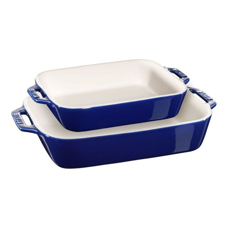 Nestable Dark Blue Non-Stick Ceramic Rectangular Baking Dish Set, 2-pc F2601