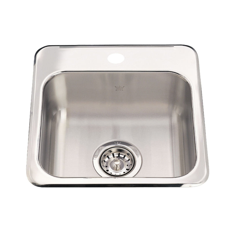 Drop-In 1-Hole Stainless Steel Sink, 15x15-in F6409