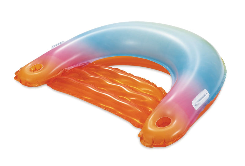 Sunset Inflatable Ombre Pool Floating Chair with Cup Holders, Multi-Colour Z4247