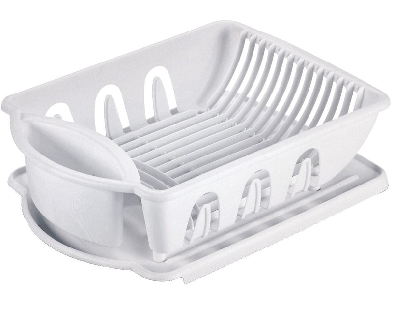 Plastic Nesting Dish/Cutlery Drying Rack & Drainboard Tray For Kitchen, White Z7217