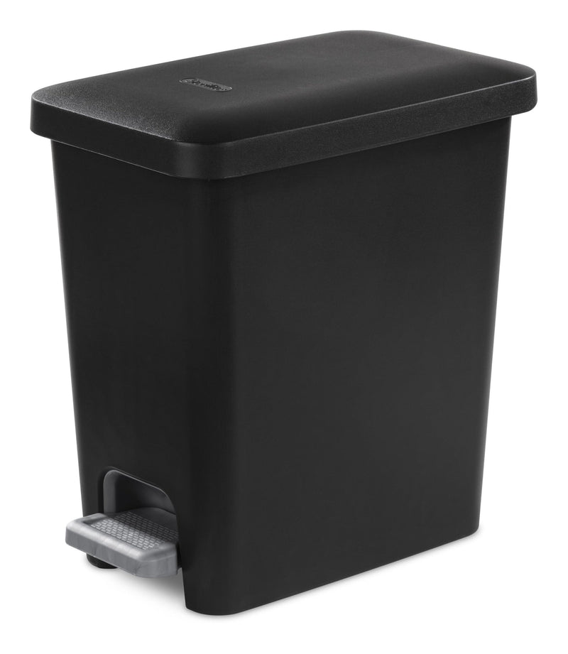 Ultra Plastic Rectangular Step Garbage Can, Black, 10.2-L S2557
