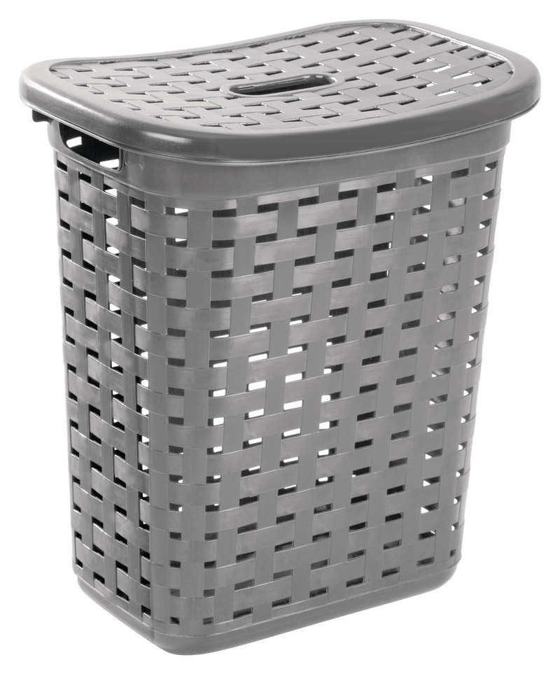 Weave Laundry Hamper, Plastic, Grey S8592