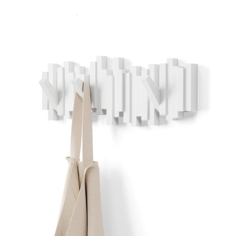 Sticks Multi 5 Hook Rack, White S2206