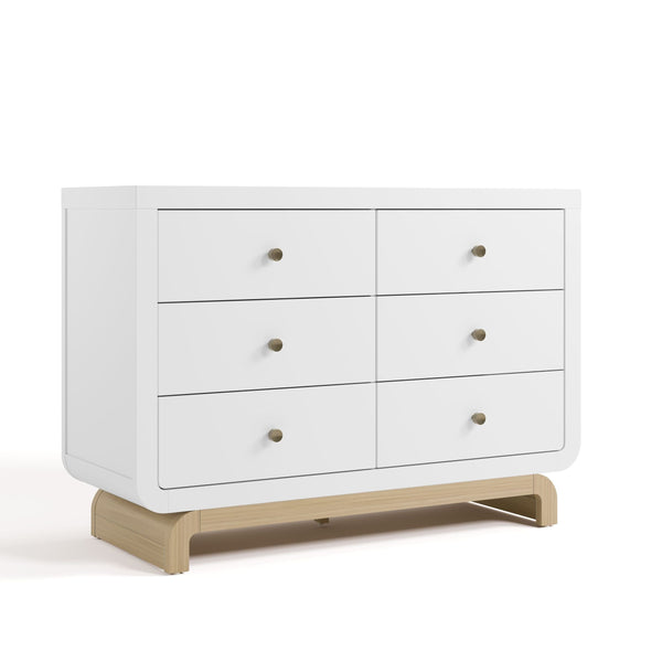Santorini 6-Drawer White/Driftwood Double Dresser/Chest C0435