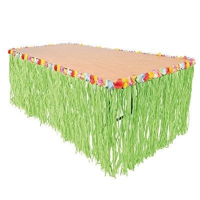 Summer Green Grass Hawaiian Table Skirt, 9-ft S1665