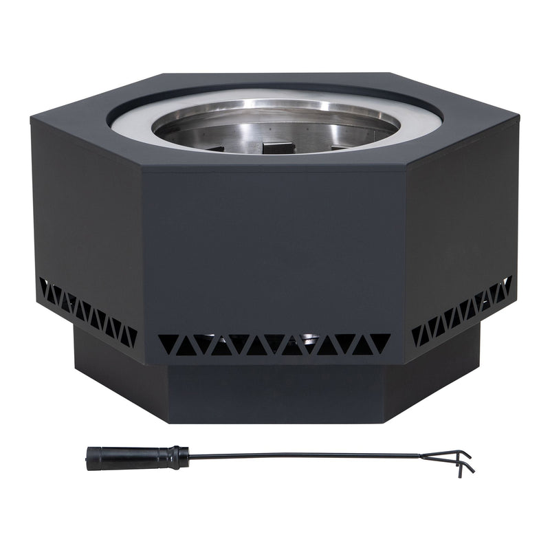 Hexagonal Low Smoke Stainless Steel Fire Pit, 26-in L4366