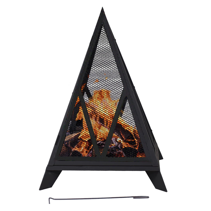 Decor Majestic Pyramid Steel Fire Pit, Black B3239