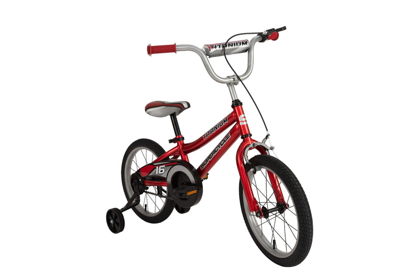 Titanium Kids' Bike with Training Wheels, Red, 16-in Z4176