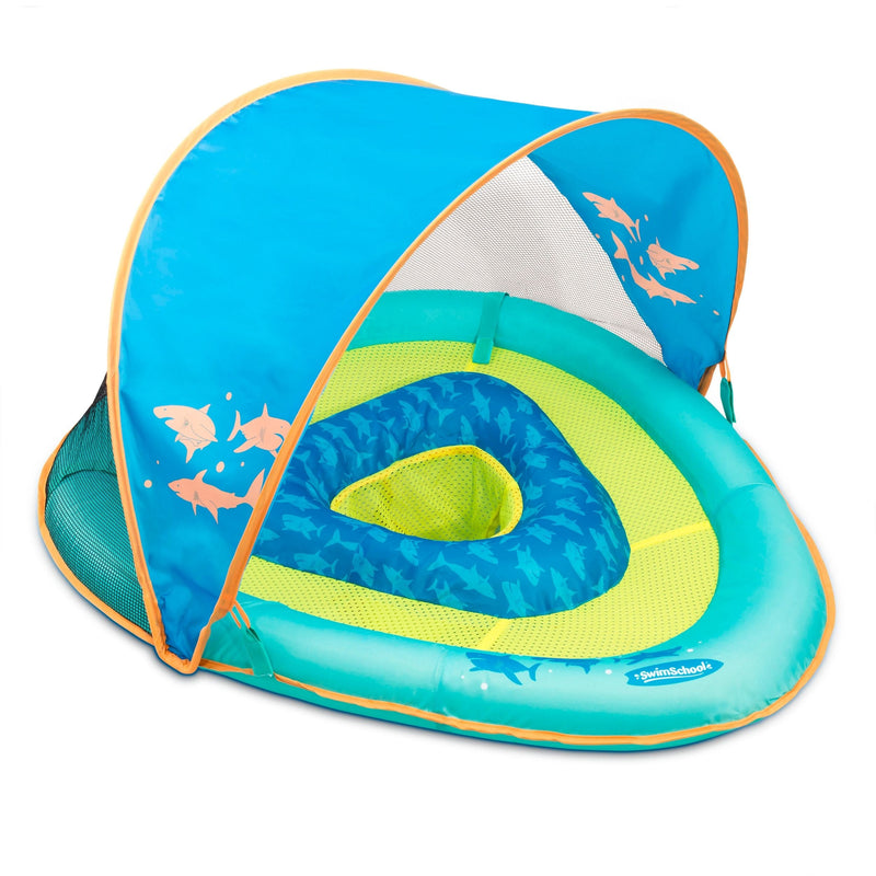 Grow-with-Me Inflatable UV-Protected Baby Swim Float/Boat with Canopy, Blue, Ages 6-24 months K2382