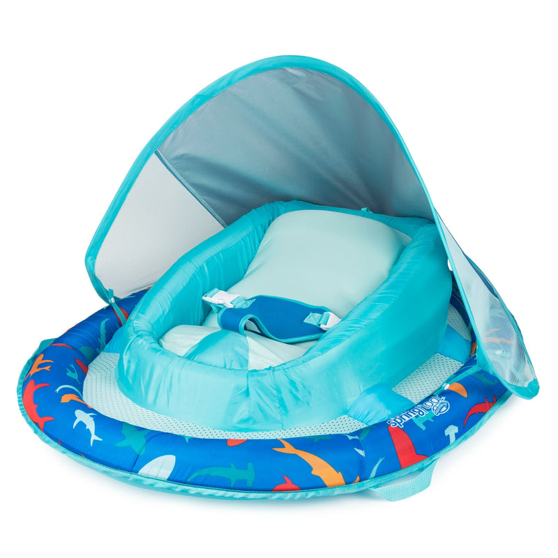 Floating UV-Protected Infant Spring Float with Handles & Sunshade, Shark Design, Ages 3-9 months Q4122