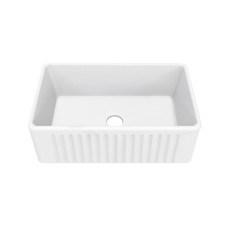 Delice Ceramic Farmhouse Kitchen Sink with Apron, 30-in x 18-in I2582