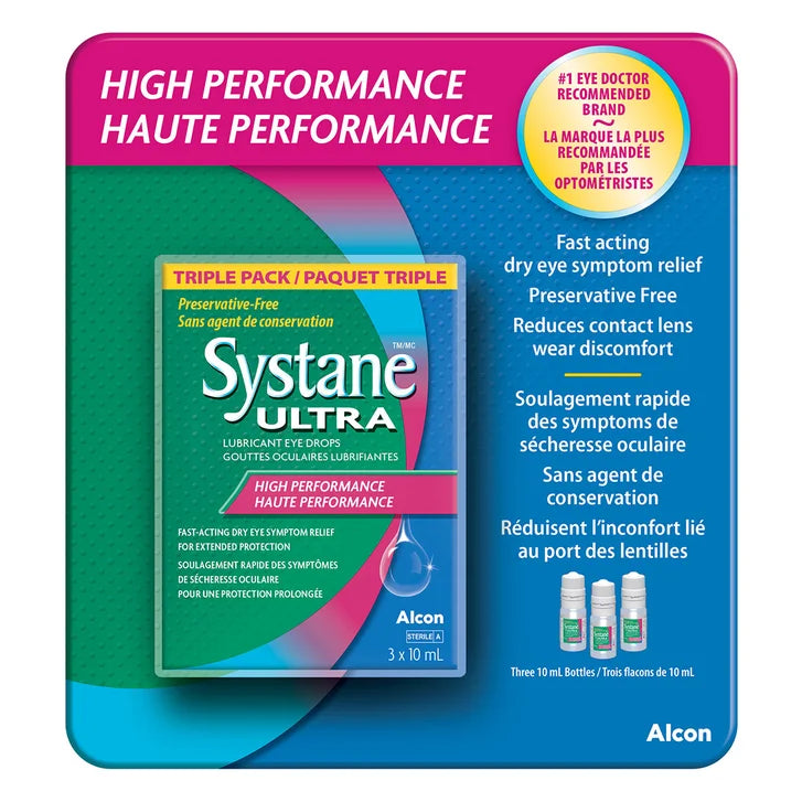 Systane Ultra Lubricant Eye Drops, Preservative Free, 3 x 10 mL Bottles O4870