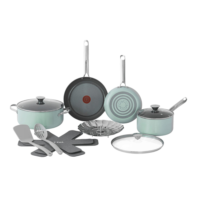 Ceramic Inspire Non-Stick Cookware Set, Dishwasher & Oven Safe, Mint, 12-pc C4673